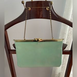 Gorgeous vintage mint green evening bag purse or clutch - Diamond shape opening